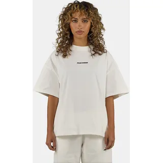 T-Shirt PEGADOR "Bracy Heavy Oversized Tee", Damen, Gr. M, washed warm weiß schwarz, Jersey, Obermaterial: 100% Baumwolle, unifarben, oversize normal, Rundhals, gerader Abschluss, Shirts T-Shirt, Baumwolle, oversize