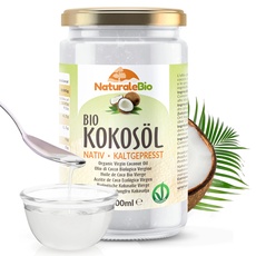 Bio Kokosöl 1000ml Nativ. Kaltgepresst und Rein. Kokosöl bio kaltgepresst Herkunftsland Sri Lanka. Organic Raw Virgin Coconut Oil. NaturaleBio