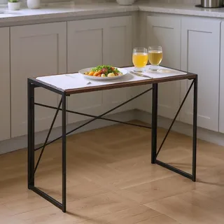 FurnitureR Klappbarer Esstisch, Küche, rechteckig, ideal für Mahlzeiten und Arbeit in kleinen Räumen, Rahmen aus MDF und Metall, Keine Montage erforderlich, 100 x 50 x 75 cm, Nussbaum