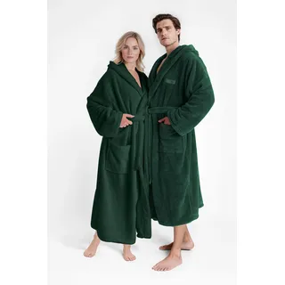 Unisex-Bademantel "Lovina, ideal für Sauna & Spa, Hotelbademantel, Morgenmantel" Gr. XL, dunkelgrün, L:125cm, Microfaser, LEGER HOME BY LENA GERCKE, Hausmäntel, Unisex-Bademantel, kuschelig weicher Fleece, plüsch, für Damen und Herren, XS-3XL