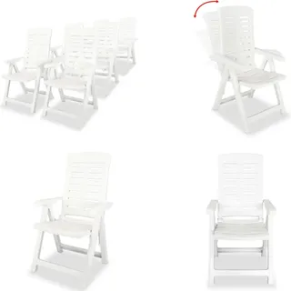 vidaXL Garten Liegestühle 6 Stk. Kunststoff Weiß - Gartenstuhl - Gartenstühle - Gartensessel - Klappstuhl - Weiß