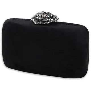 CORIOS Damen Abendtasche Samt Clutch Bag Glitter Handtasche Glänzend Schultertasche Kette Tasche Shining Portemonnaie Elegante Umhängetasche für Cocktail Party Tanzparty Abendparty Schwarz