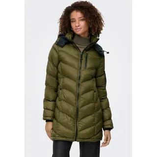 Steppmantel ONLY "ONLTAHIA LW QUILTED COAT CC OTW", Damen, Gr. L, schwarz (beech detail:lining schwarz), Web, Obermaterial: 100% Nylon, unifarben, regular fit, hoch geschlossener Ausschnitt, Mäntel Steppmantel