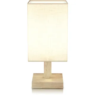 CSL – LED Tischlampe mit Kabel – 3 Lichtmodi – USB-Kabel – eckig – Stoffschirm – minimaler Verbrauch – beige - Nachtlicht Nachttischlampe