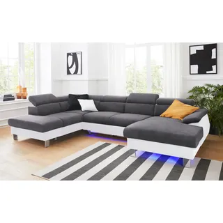 COTTA Wohnlandschaft »Komaris U-Form, B: 320 cm« mit Kopfteilverstellung, optional Bettfunktion, Bettkasten & Licht, weiß