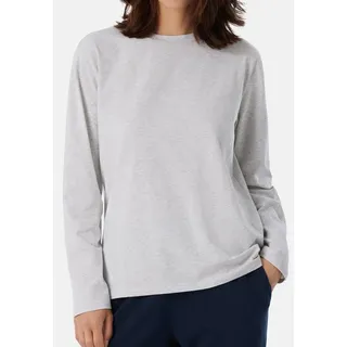 SCHIESSER Damen Schlafshirt langarm Baumwolle - Relax Pyjamaoberteil, grau-mel._179273, 34