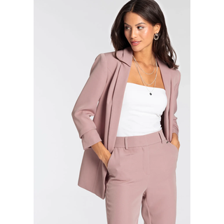 Longblazer LAURA SCOTT, Damen, Gr. 40, rosa, Web, Obermaterial: 90% Polyester, 10% Elasthan. Futter: 100% Polyester, figurbetont hüftbedeckend, Blazer Longblazer, mit gerafften Ärmeln