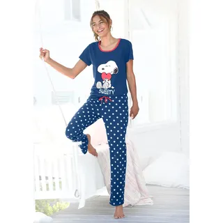 Peanuts Pyjama Set, 2 tlg. mit Snoopy-Druck und Pünktchen-Hose, blau, gepunktet