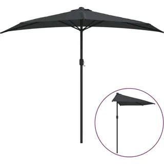 vidaXL Balkon-Sonnenschirm mit Alu-Mast Anthrazit 270x144 cm Halbrund - Grau