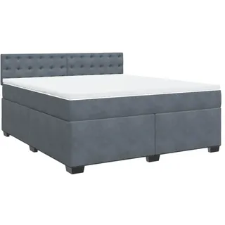 vidaXL Boxspringbett mit Matratze Dunkelgrau 180x200 cm Samt
