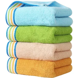 Godneei 4 Stück Kinderhandtücher Kleine Handtücher Handtuch Set Baumwolle, Weiche Badetücher für Kinder, Gesichtstücher für Babys 25 x 50 cm