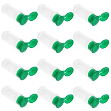 BESTonZON 12pcs Leere Plastikgewürzdosen Flaschen Behälter, Gewürzstreuer/Ausgießer mit Deckel, perfekt zum Speichern von Gewürzen, Kräutern und Pulvern (Green)