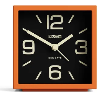 NEWGATE® Cube wecker | Design led würfelförmiger Retro Alarm | Orange | Ideal für nachttisch, Schreibtisch, Regal und kaminsims | Mid Century Retro Accessoires für Schlafzimmer und büro