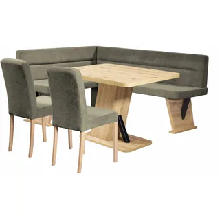 Home Affaire "Laros Sitzgruppe, Eckbank, Stühle, Tisch", Set, 4tlg Set, perfekt für Küche, Esszimmer, Wohnzimmer, Bestseller, dunkelbraun, dunkelbraun, natur),