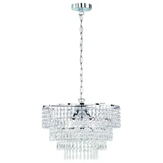 Reality Leuchten Pendelleuchte Orient R13473006, Metall Chrom, Behang Acryl klar, exkl. 3x E14