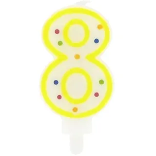 FACKELMANN Świeczka urodzinowa numeryczna nr 8 KITCHEN, Plastic, Gelb und Weiß