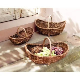 Erntekorb aus Weide geflochten, Obstkorb Pilzkorb Aufbewahrungskorb (groß) | Weidenkorb mit Holzbügel in 3 Größen, Präsentkorb, Geschenkkorb, Kräuterkorb, Kartoffelkorb, Sammelkorb für Pilze & Kräuter