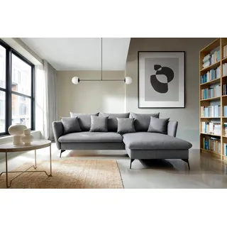 otto home Ecksofa »LIVORNO,258 cm, L-Form,« Schlaffunktion u. Bettkasten (139/224cm), Samt, Struktur, Webstoff, grau