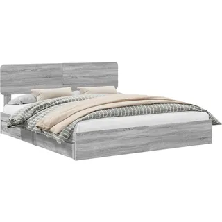 vidaXL Aufbewahrungsbett Graues Sonoma 200 x 200 cm Holzwerkstoff - Grau