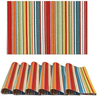 Ruvanti Tischsets 100% Baumwolle 13x19 Zoll, Esstisch Platzsets Set von 6, Moderne Tischsets für Esstischdekoration, Küche & Tischwäsche, Kaffeematte für Weihnachtsessen - Multi Stripe