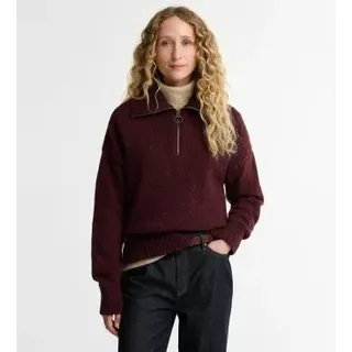 Barbour für Damen. LKN1579 Jersey Lavensdale Half Zip Fleck Burgunderrot (S), Lässig, Wolle, Langarm, Bordeaux
