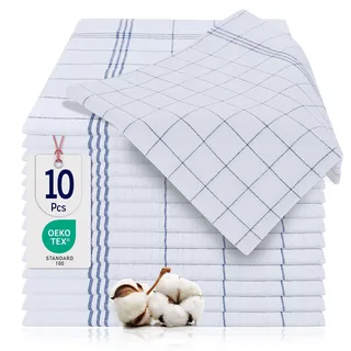 BARBONS Geschirrtücher 10er Set - Baumwolle 50x70 cm - Oeko-TEX Zertifiziert - Trockentücher Küchenhandtücher Küchentücher Geschirrhandtücher Blau