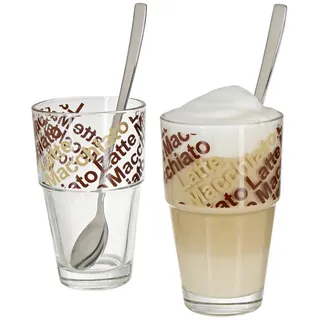 Leonardo Latte Macchiato Glas , Klar, Multicolor , 4-teilig , 8.5x14x8.5 cm , Gläser, Teegläser & Kaffeegläser