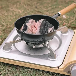 Outdoor Camping BBQ Picinc Feueröfen Holzkohle Grill Werkzeug Tragbare Kohlenpfanne Holzgriff Licht Topf