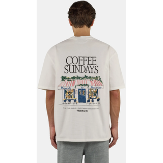 T-Shirt PEGADOR "Stege Oversized Tee", Herren, Gr. S, beige (washed warm weiß), Single Jersey, Obermaterial: 100% Baumwolle, bedruckt, oversize normal, Rundhals, Shirts T-Shirt, Baumwolle, oversize