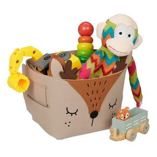 Relaxdays Aufbewahrungskorb Filz REH-Motiv faltbar 24 x 27 x 18 cm braun