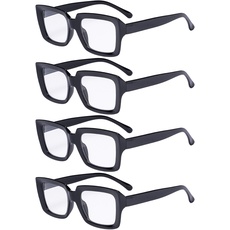 Eyekepper Packung mit 4 stilvollen Brillen für Frauen - Schwarze übergroße quadratische Brille +2.25