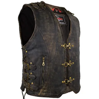 MDM Herren Lederweste im Vintage Style/Biker Kutte