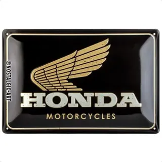 Nostalgic Art Nostalgic-Art Retro Blechschild, 20 x 30 cm, Honda MC – Motorcycles Gold – Geschenk-Idee für Biker, Original Lizenzprodukt (OLP), aus Metall, Vintage Design, Blechschilder Sprüche