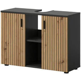 inn.furn Waschbeckenunterschrank Livia in Artisan, Eiche grau Badezimmer Unterschrank 80 cm - Grau