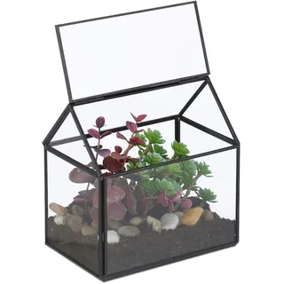 Relaxdays Pflanzenterrarium - Glas, Metall - 15x15x10 cm - Gartenzubehör, Hochbeete