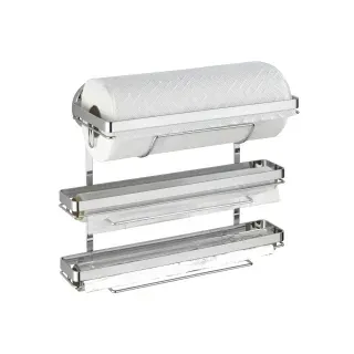 Wenko Magic-Loc Küchenrollenhalter Trio - Befestigen ohne bohren, verchromtes Metall, 33 x 32 x 16 cm, Silber glänzend