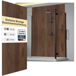 Wallando Premium Duschrückwand 250 x 130 cm | Einfach zu montierende Wandverkleidung für Dusche & Bad – Hochwertige PVC-Duschwand, einfarbig & seidenmatt – Landhaus Eiche