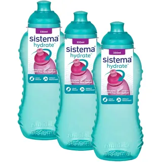 Sistema Twist 'n' Sip Squeeze Trinkflasche für Kinder | 330 ml auslaufsichere Wasserflasche | BPA-frei (Packung mit 3)