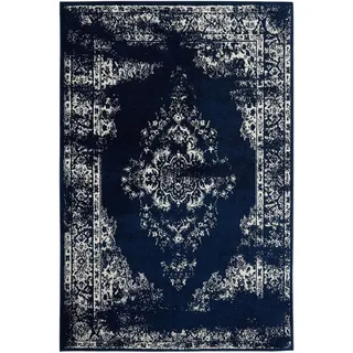 benuta Vintage-Teppich, Blau, 160x230 cm - Kunstfaser - Rechteckig , im Style: Vintage, Boho-Style, Retro - pflegeleicht, Teppiche - Böden, Teppiche, Vintageteppiche