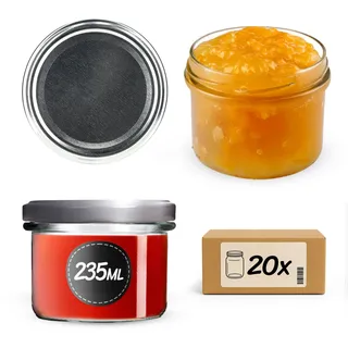 KADAX 20st Einmachgläser mit Schraubdeckel, 235 ml Gläser fi82, Einmachglas Klein, Marmeladengläser mit Deckel, Luftdichte Gläschen zum Verschenken, Schraubgläser (Silber)