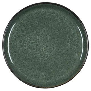 BITZ Teller, Kuchenteller, Dessertteller aus Steinzeug, 21 cm im Durchmesser, schwarz/grün