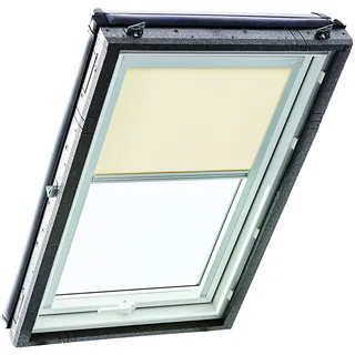Original Roto Rollo Exclusiv ZRE für Roto Dachfenster - Führungsschiene Silber - Manuelle Bedienung - Tageslichtrollo Baureihe Designo R4/R7 und Classic 43/73 - Größe 054/118 | 05/11 - Farbe Beige
