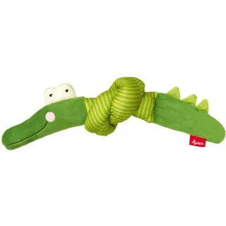 Sigikid Greifling Krokodil, PlayQ Lernspielzeug mit Knisterfolie und Rassel: greifen, spielen, lernen, für Babys ab Geburt, Art.-Nr. 42878, grün, 25x8x8 cm