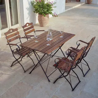 Biergarten-Set HWC-J40, Bistroset Klapptisch Klappstuhl, Gastronomie-Qualität Akazie MVG- - braun - Braun