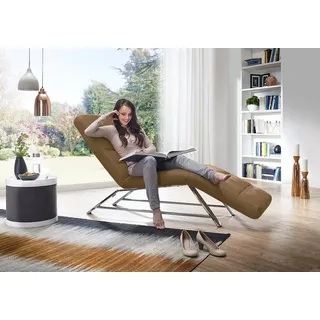 W.Schillig Relaxliege daily dreams Leder/Polyester 75 x 91 x 170 cm Braun mit Kissen