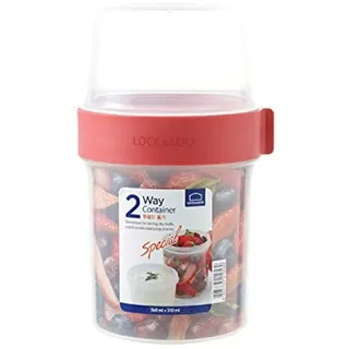 LOCK & LOCK Two-Way Müsli-to-go-Becher aus Kunststoff – Kleine Lunchbox mit Schraubdeckel und Zwei Behältern – 560 ml & 310 ml