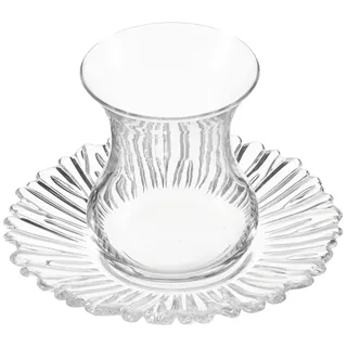 Pasabahce 95961 Aurora Teeset, schlicht, 155 ml, 12-teilig (6 Gläser + 6 Untersetzer)