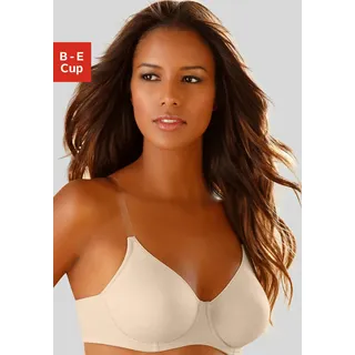 T-Shirt-BH NUANCE BY LASCANA, Damen, Gr. 90, Cup B, braun (karamell), Microtouch, Obermaterial: 82% Polyamid (TACTEL), 18% Elasthan (LYCRA), Basic, BHs T-Shirt-BH, mit Bügel & transparenten Trägern – große Größen, Sommer, Topseller