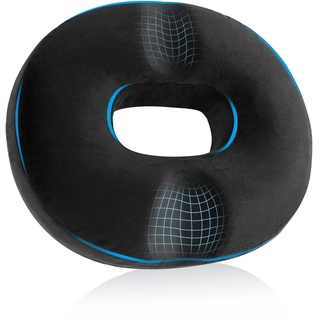 HOMCA Sitzkissen Hämorrhoiden Orthopädisch Donut Kissen aus Memory-Schaum, Ergonomisches Steißbeinkissen für Rollstühle, Autos und Bürostühle, Erhöht Sitzkomfort, 45x40x9cm, Schwarz