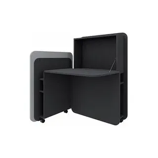 fm FLATup  Sekretär graphit/ hellblau rechteckig, schwarz 107,0 x 41,5 - 91,0 cm